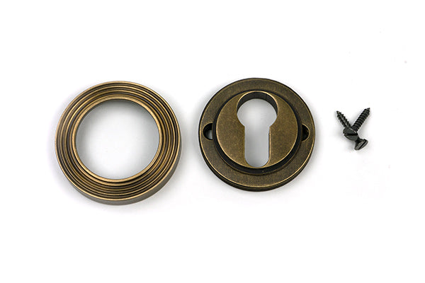 Burnished Brass Round Euro Escutcheon (Beehive)