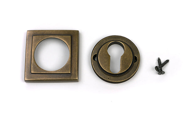 Burnished Brass Round Euro Escutcheon (Square)