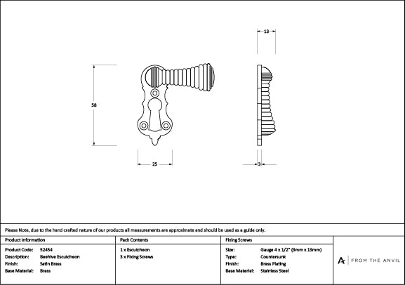 Satin Brass Beehive Escutcheon