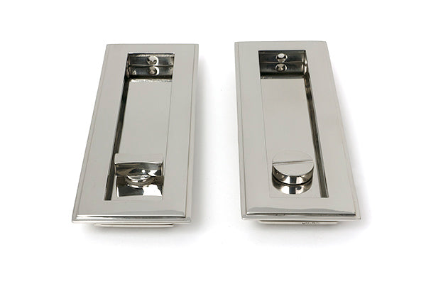 Polished Marine SS (316) 175mm Art Deco Rectangular Pull - Privacy Set