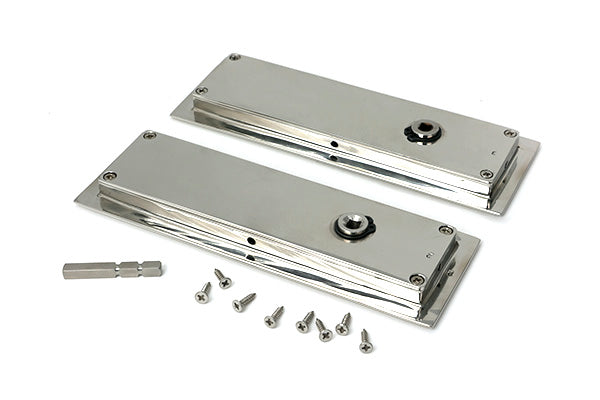 Polished Marine SS (316) 175mm Art Deco Rectangular Pull - Privacy Set