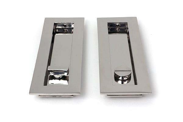 Polished Marine SS (316) 175mm Plain Rectangular Pull - Privacy Set