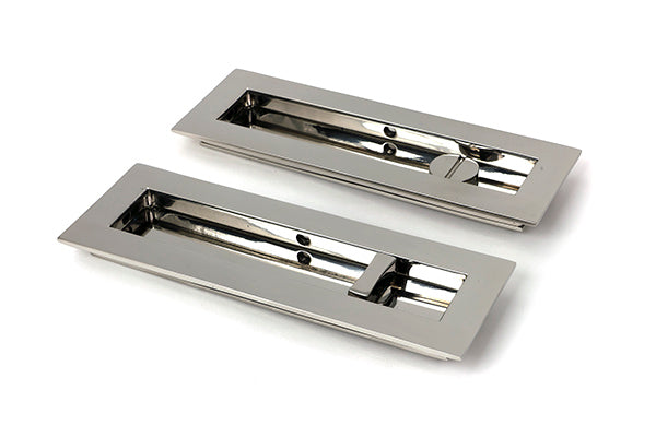 Polished Marine SS (316) 175mm Plain Rectangular Pull - Privacy Set