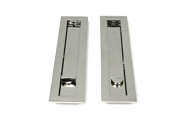 Polished Marine SS (316) 250mm Plain Rectangular Pull - Privacy Set