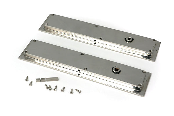 Polished Marine SS (316) 250mm Plain Rectangular Pull - Privacy Set