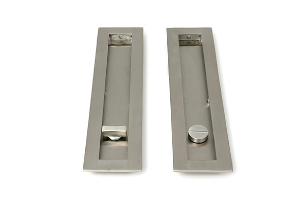 Satin Marine SS (316) 250mm Plain Rectangular Pull - Privacy Set