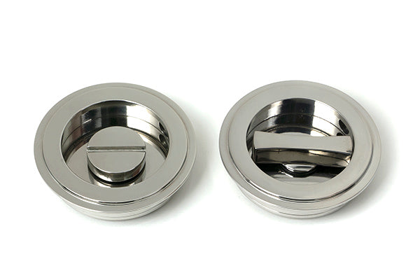Polished Marine SS (316) 60mm Art Deco Round Pull - Privacy Set
