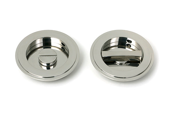 Polished Marine SS (316) 75mm Art Deco Round Pull - Privacy Set