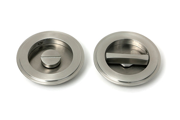 Satin Marine SS (316) 75mm Art Deco Round Pull - Privacy Set