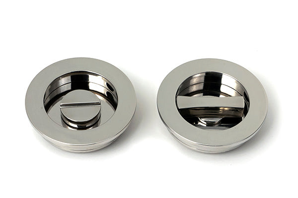 Polished Marine SS (316) 60mm Plain Round Pull - Privacy Set
