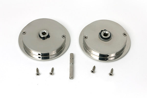 Polished Marine SS (316) 75mm Plain Round Pull - Privacy Set