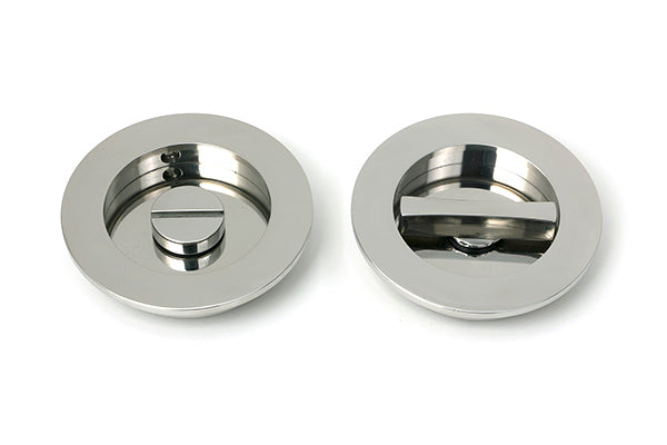 Polished Marine SS (316) 75mm Plain Round Pull - Privacy Set
