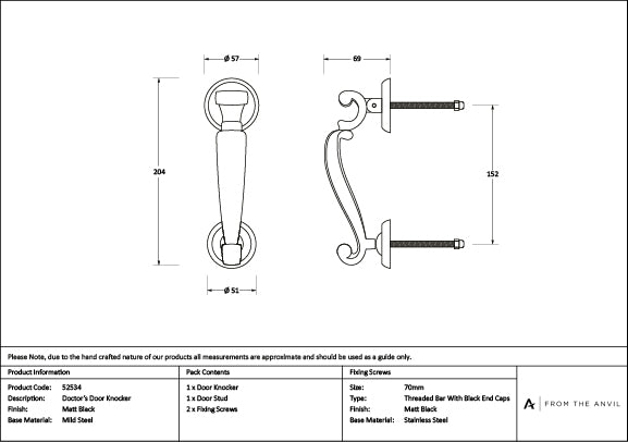 Matt Black Doctors Door Knocker