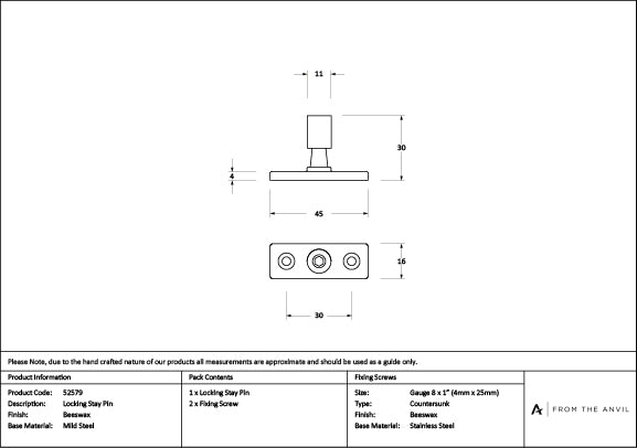 Beeswax Locking Stay Pin