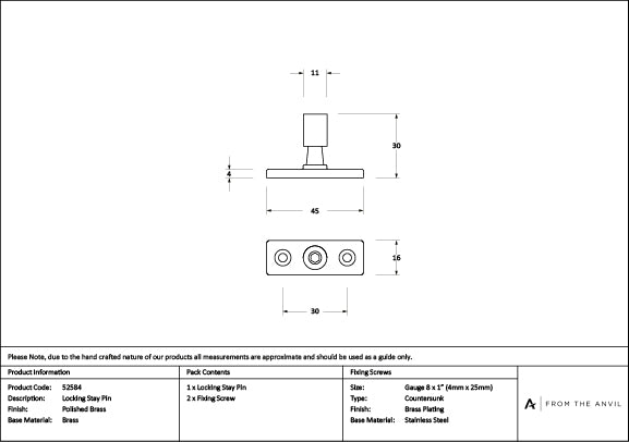 Polished Brass Locking Stay Pin