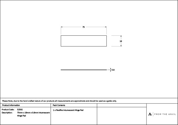 75mm x 18mm x 0.8mm Anvil Intumescent Hinge Pad (Each) (FD 60)