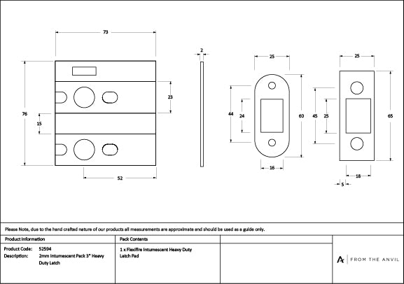 2mm Intumescent Pack for Anvil 3" Heavy Duty Latch's (FD 60)