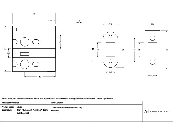 2mm Intumescent Pack for Anvil 2½" & 3" Heavy Duty Deadbolts (FD 60)