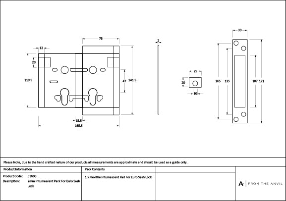 2mm Intumescent Pack for Anvil Euro Sash Locks (FD 60)