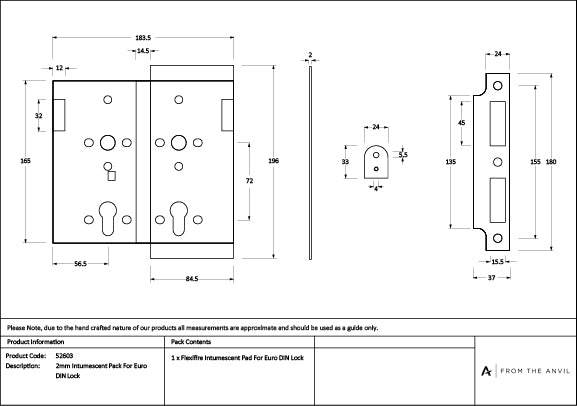 2mm Intumescent Pack for Anvil Euro Din Locks (FD 60)