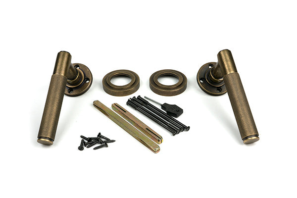 Burnished Brass Brompton Lever on Rose Set (Art Deco) - Unsprung