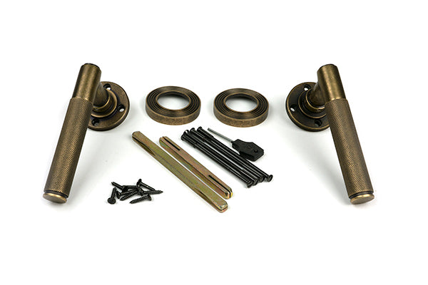 Burnished Brass Brompton Lever on Rose Set (Beehive) - Unsprung