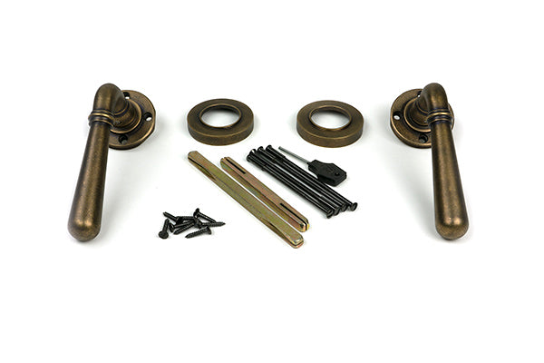 Burnished Brass Newbury Lever on Rose Set (Plain) - Unsprung