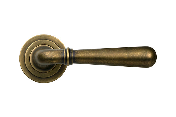Burnished Brass Newbury Lever on Rose Set (Art Deco) - Unsprung