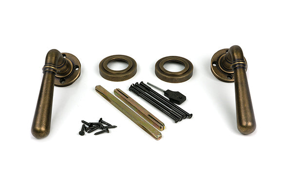 Burnished Brass Newbury Lever on Rose Set (Art Deco) - Unsprung