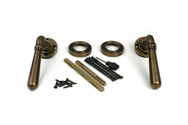 Burnished Brass Newbury Lever on Rose Set (Beehive) - Unsprung