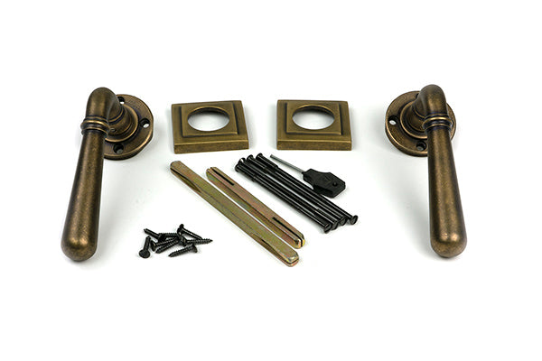 Burnished Brass Newbury Lever on Rose Set (Square) - Unsprung