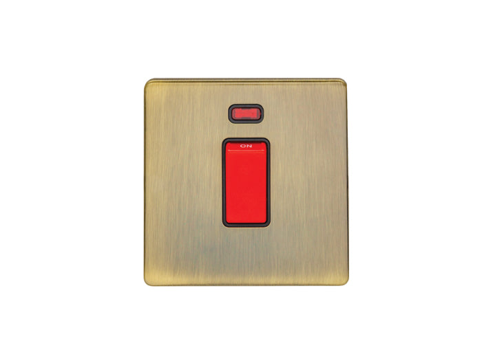 Eurolite Concealed 3mm 45Amp Switch With Neon Indicator - Antique Brass