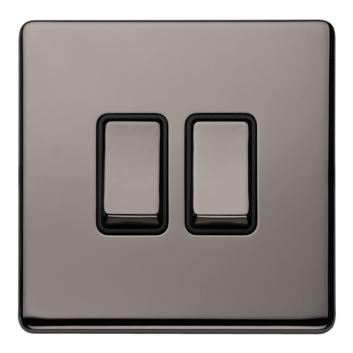Eurolite Concealed 3mm 2 Gang 10Amp 2Way Switch - Black Nickel