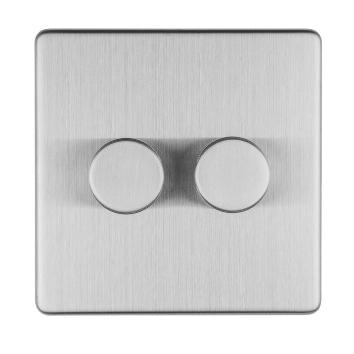 Eurolite Concealed 3mm 2 Gang Led Push On Off 2Way Dimmer - Stainless Steel