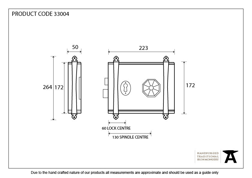 Pewter Oak Box Lock & Octagonal Knob Set