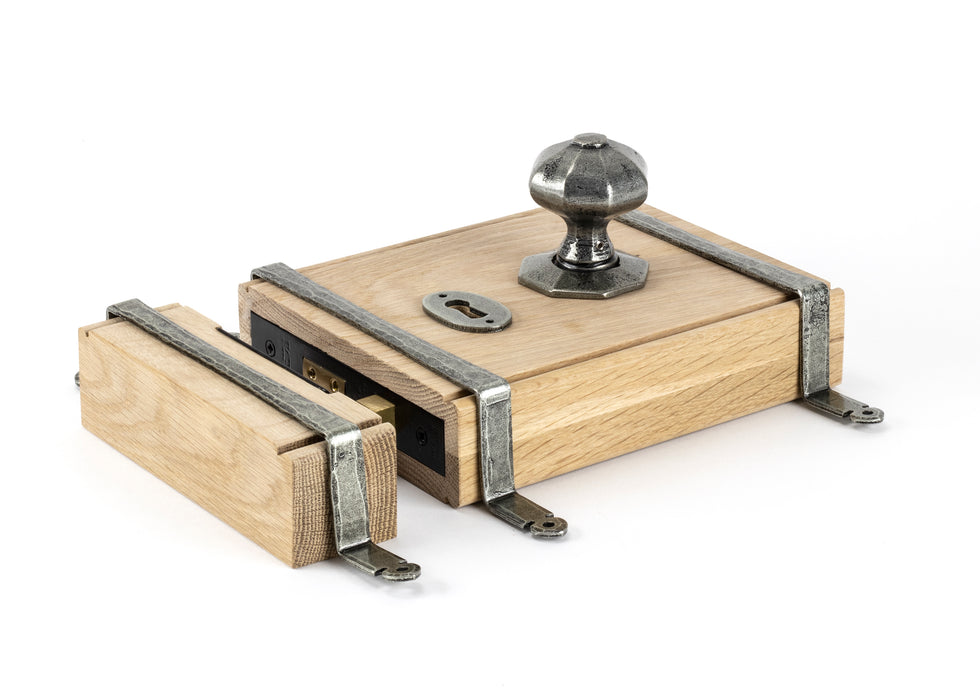 Pewter Oak Box Lock & Octagonal Knob Set