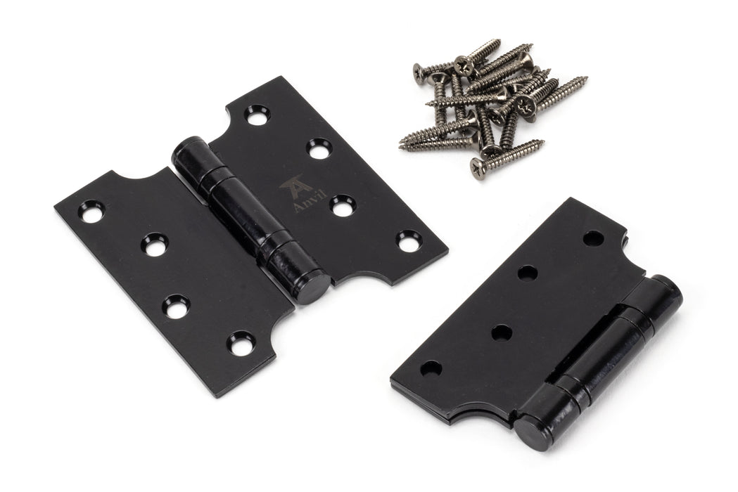 Black 4" x 2" x 4"  Parliament Hinge (pair) ss