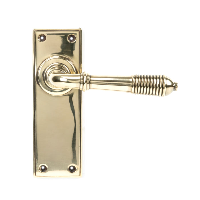 Aged Brass Reeded Lever Latch Set