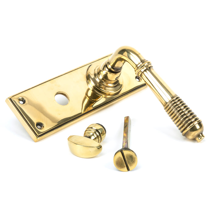 Aged Brass Reeded Lever Bathroom Set