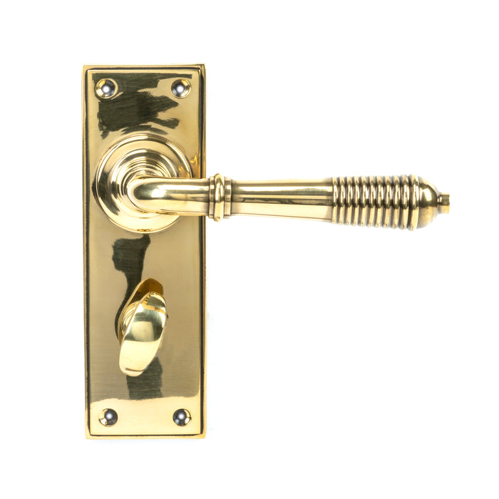 Aged Brass Reeded Lever Bathroom Set