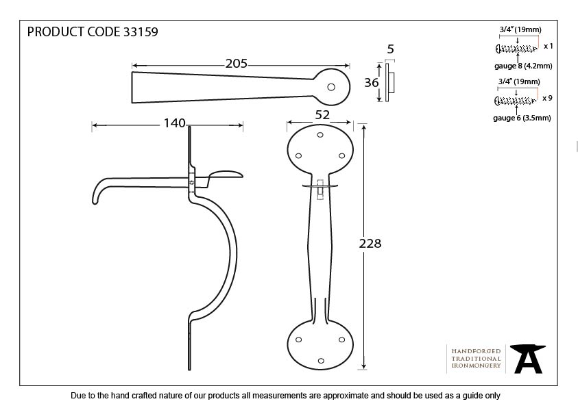 Beeswax Heavy Bean Thumblatch