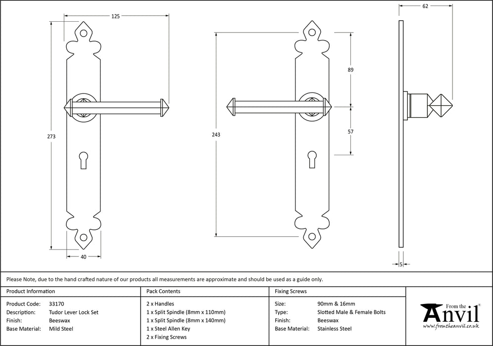 Beeswax Tudor Lever Lock Set