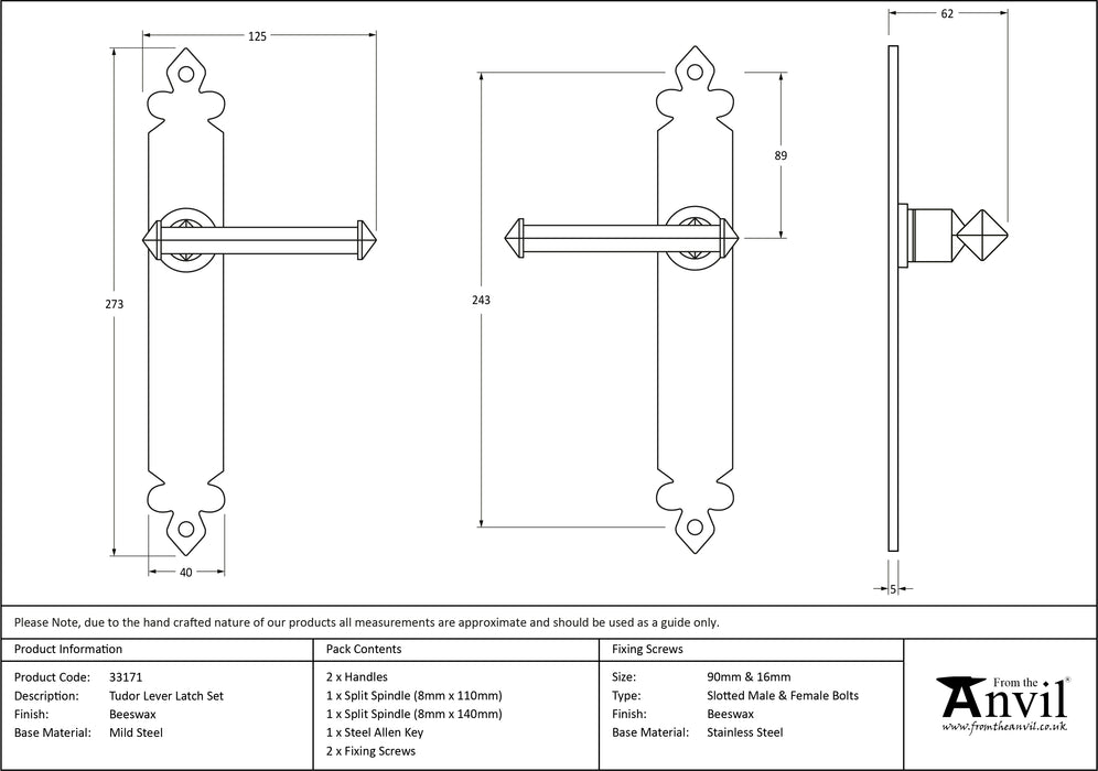 Beeswax Tudor Lever Latch Set