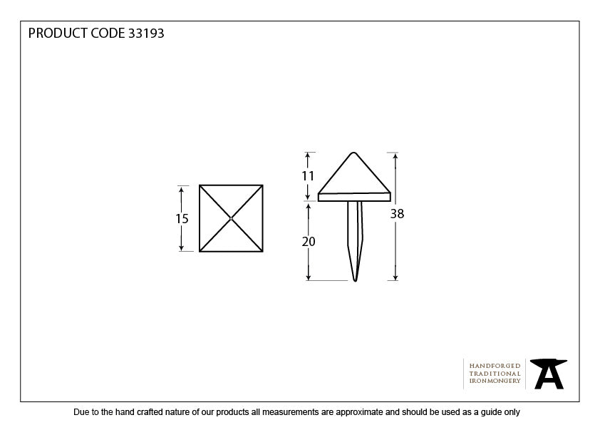 Black Pyramid Door Stud - Small