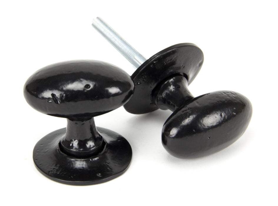 Black Oval Mortice/Rim Knob Set