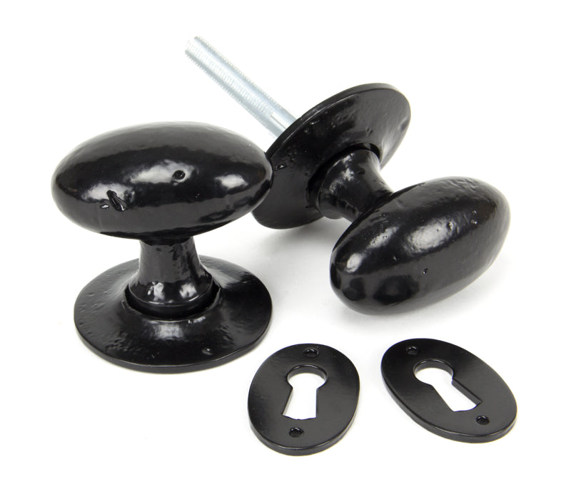 Black Oval Mortice/Rim Knob Set