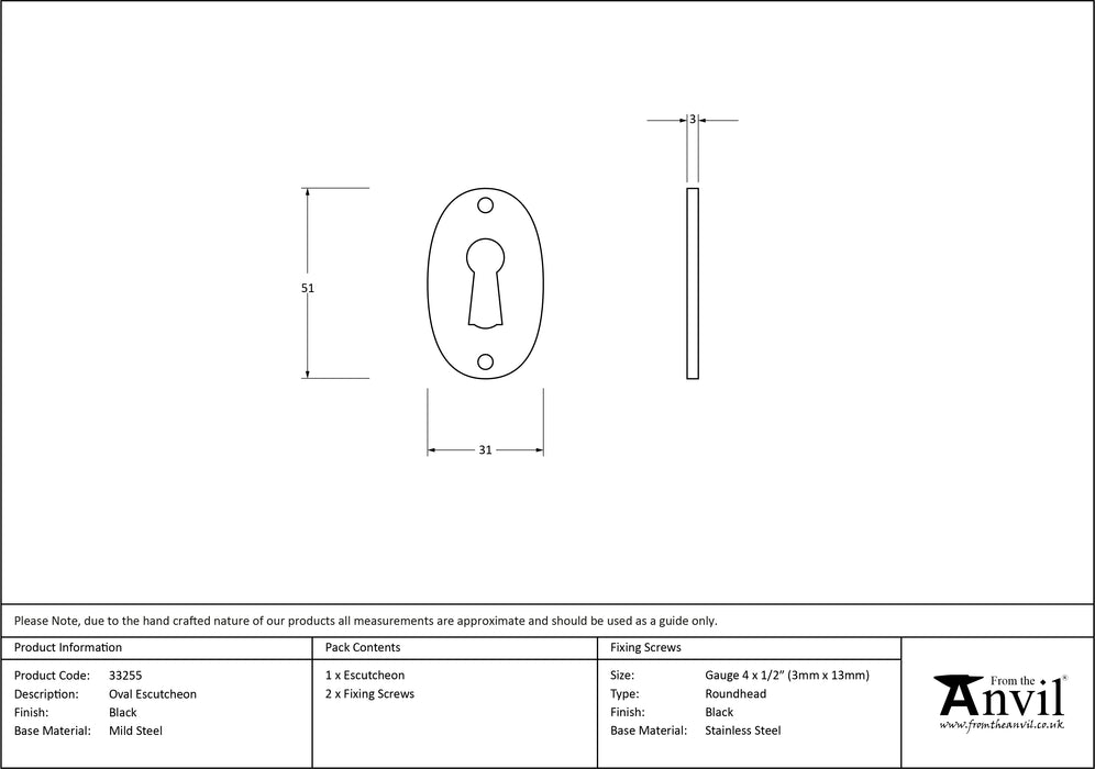 Black Oval Escutcheon