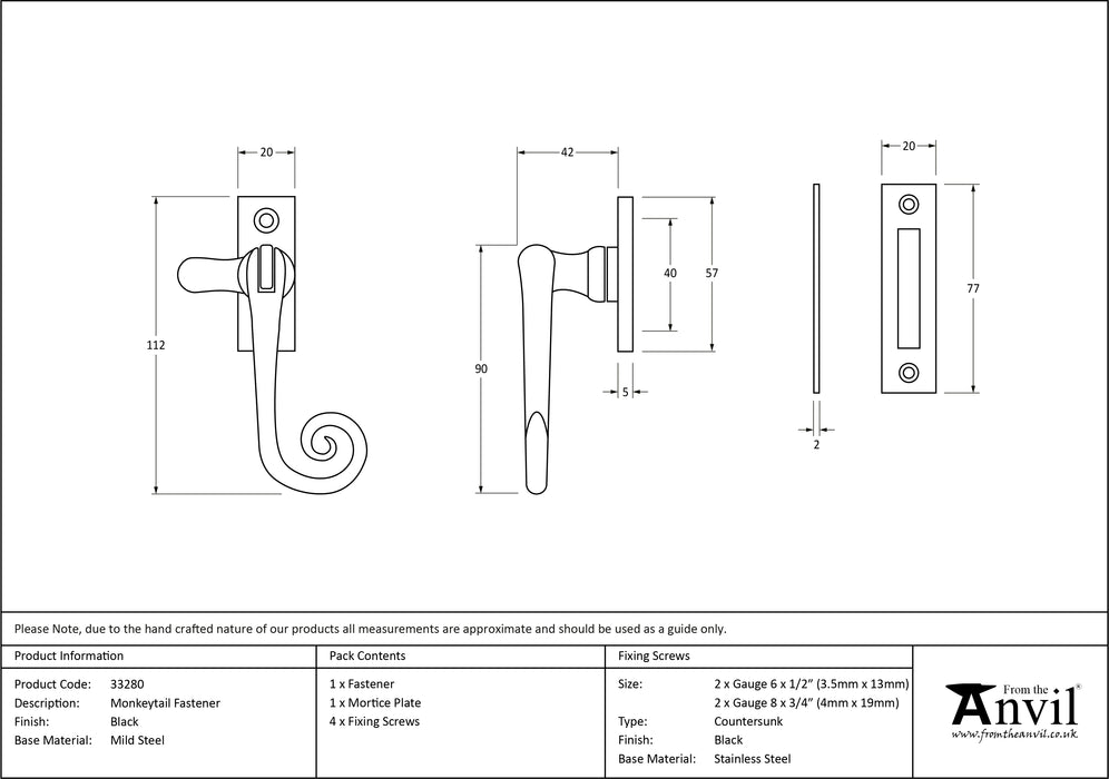 Black Monkeytail Fastener