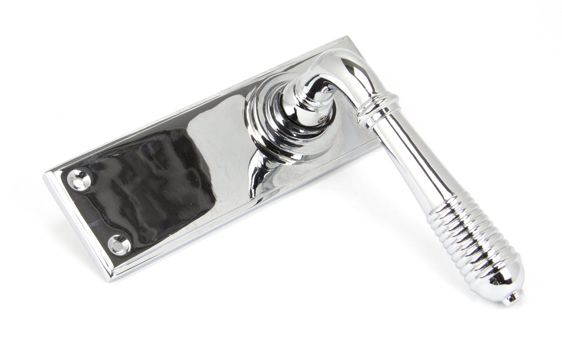 Polished Chrome Reeded Lever Latch Set