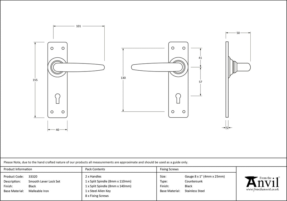 Black Smooth Lever Lock Set